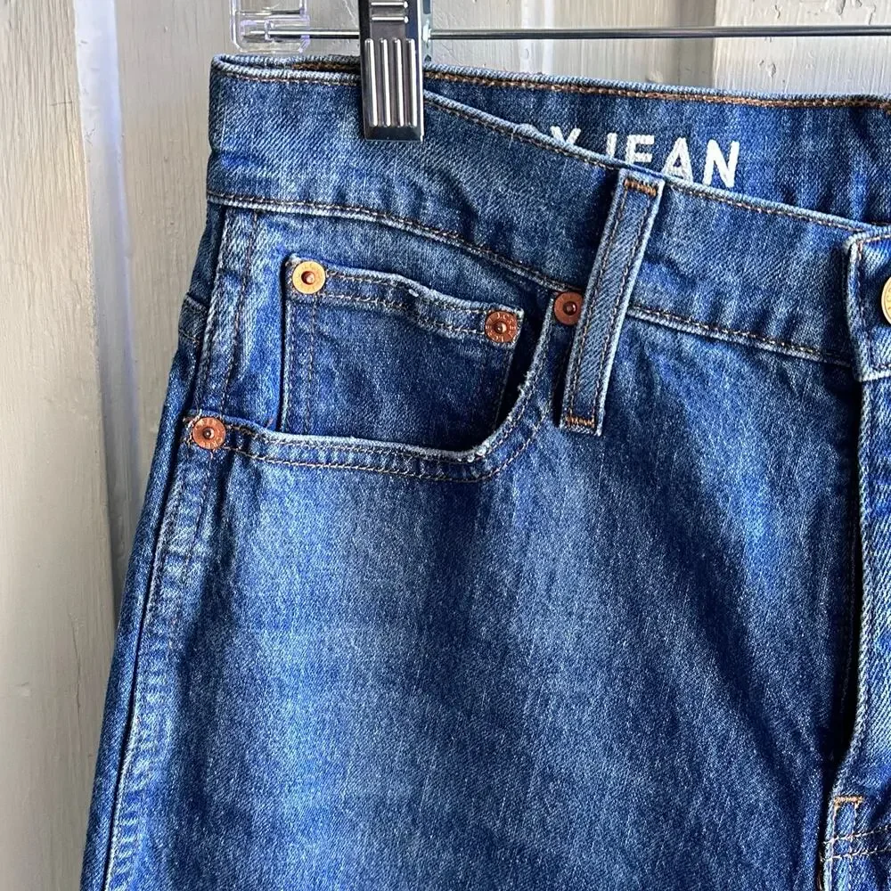 J Crew Peggy Barrel Leg High Rise Tapered Jeans Authentic Blue Wash